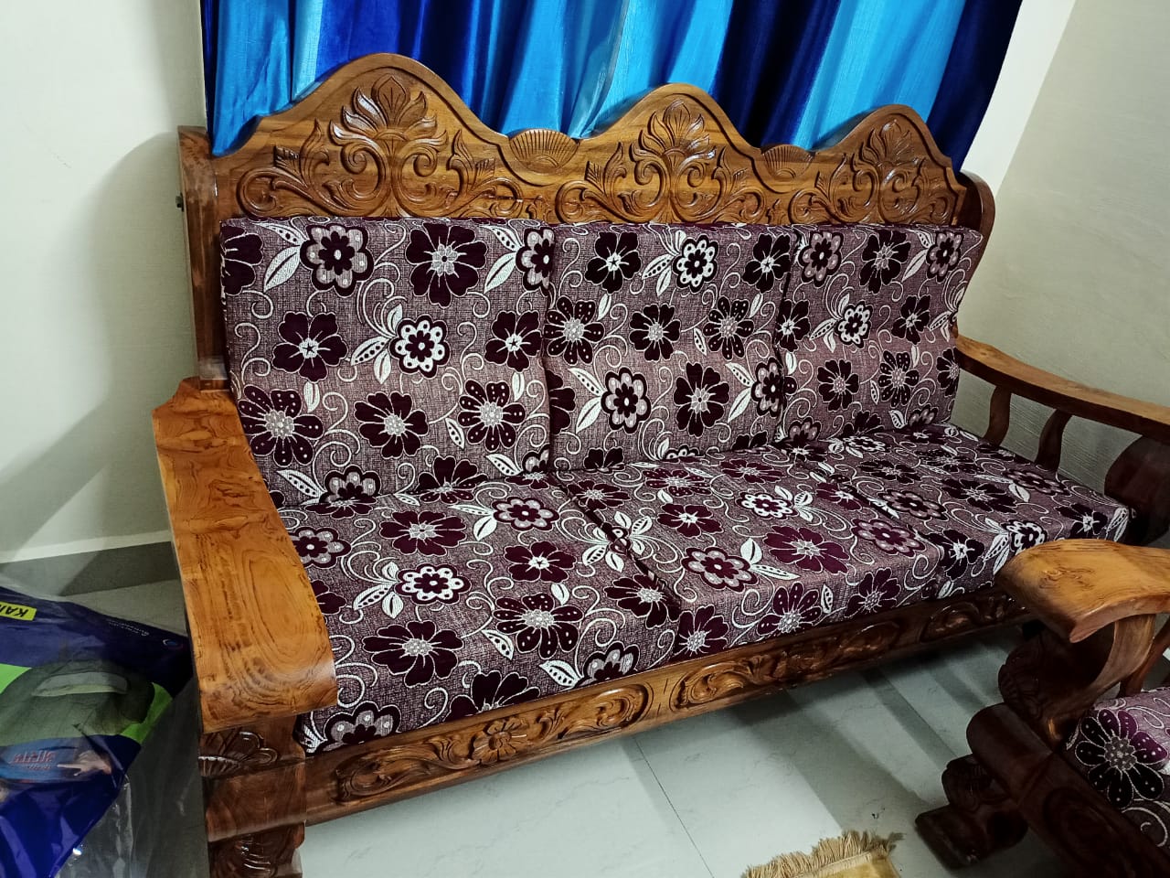 Patterned upholstered sofa