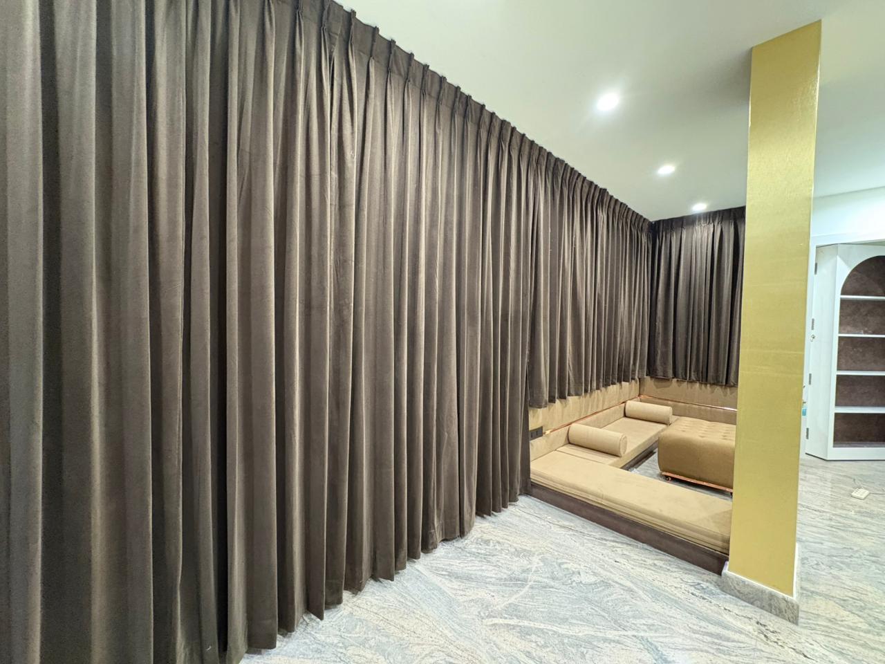 Long curtain installation