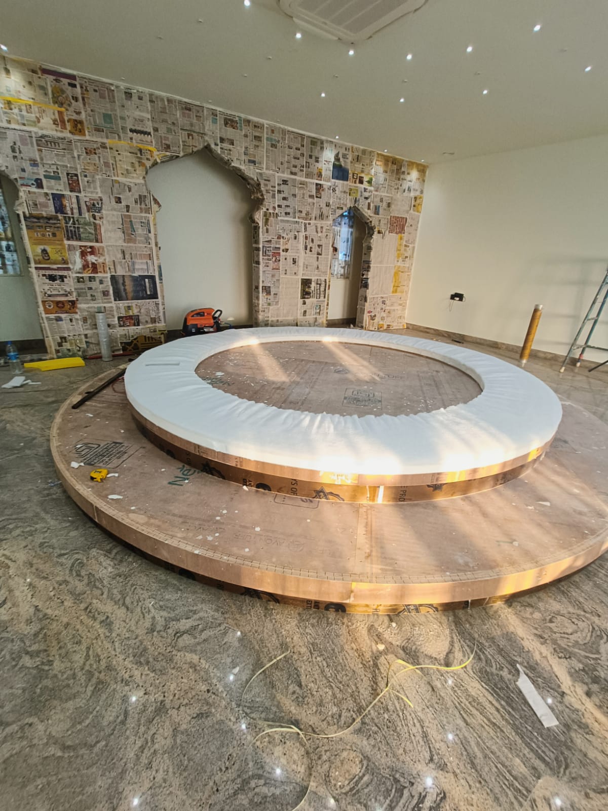 Completed circular interior flooring