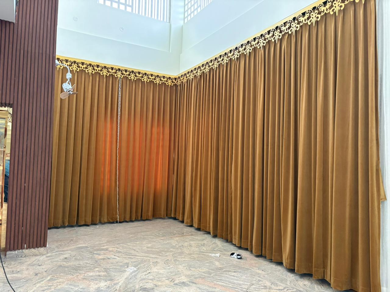 Full height curtain installation