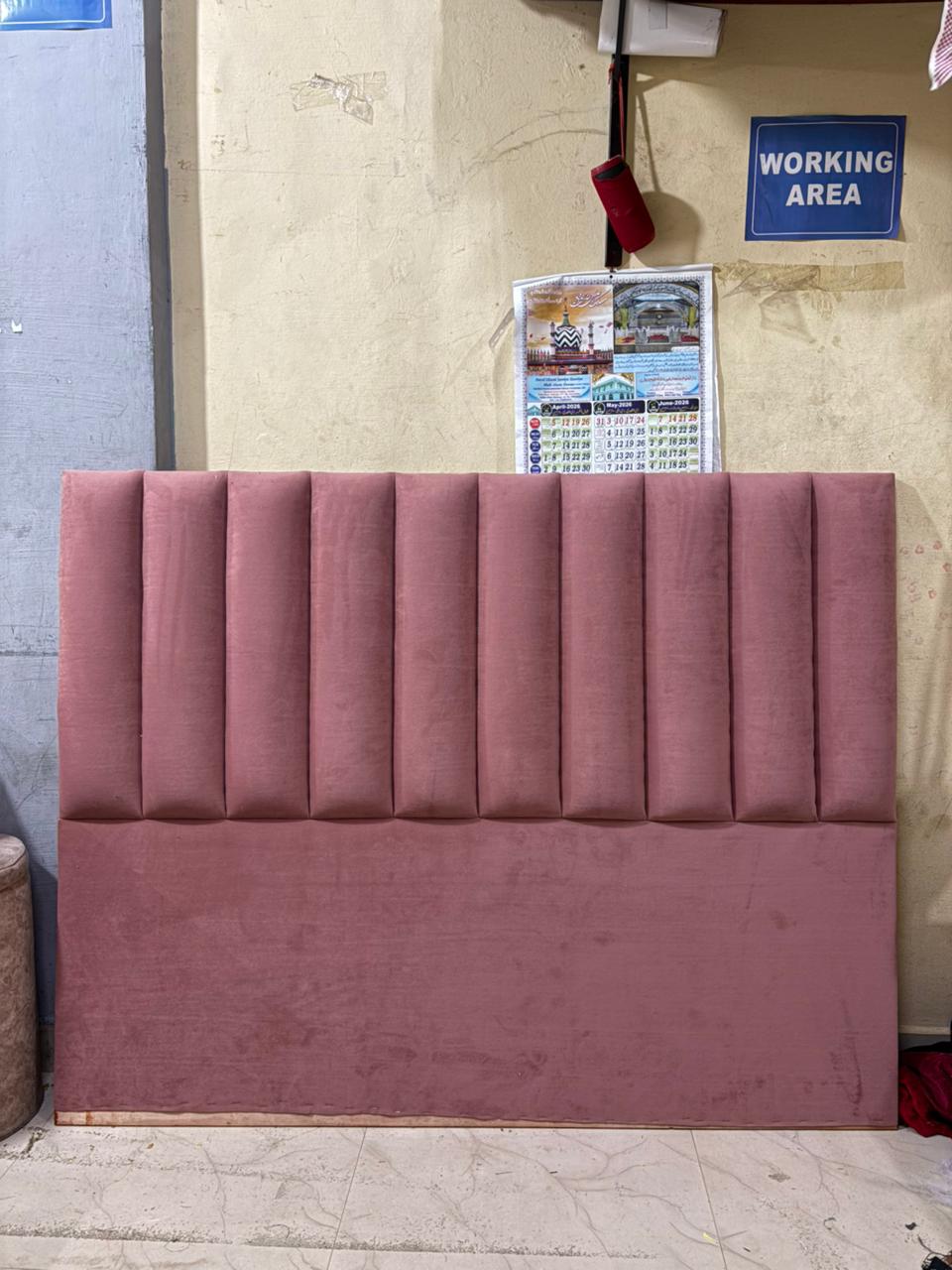 Pink upholstered headboard